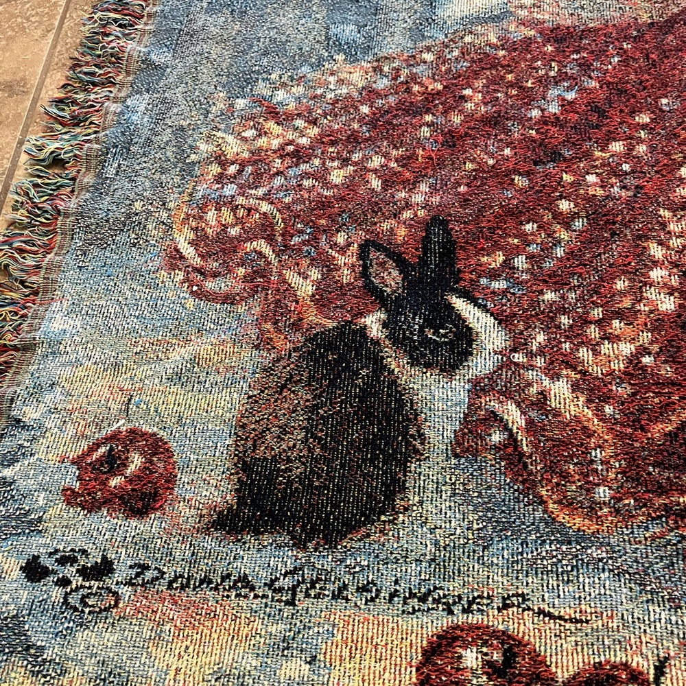 Dona Gelsinger Christmas Angel Tapestry Blanket Throw Woodland Creatures Animals - Picture 6 of 9